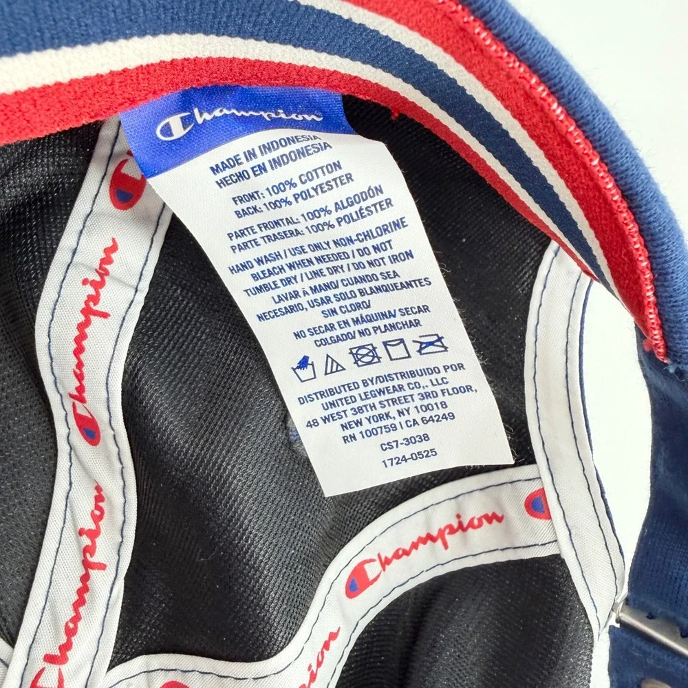 Champion Script Logo Baseball Cap Navy Blue Adjustable Dad Hat NWT One Size